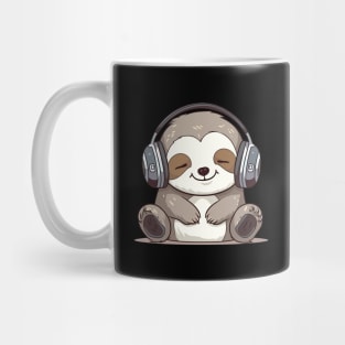 Sloth - Baby Sloth Kawaii Cute, Wearing Headphones, Enjoying The Music Mug